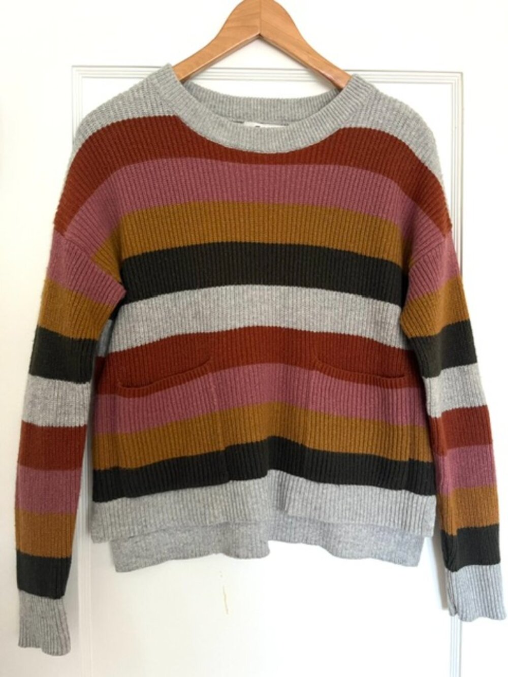 Madewell Patch Pocket Pullover Sweater in Walton Stripe | Size Small